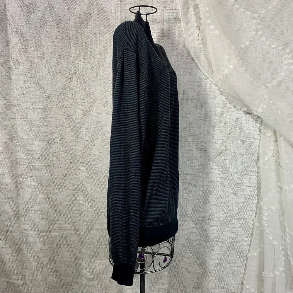Untuckit 100% Merino wool 3/4 zip striped knit sweater size L